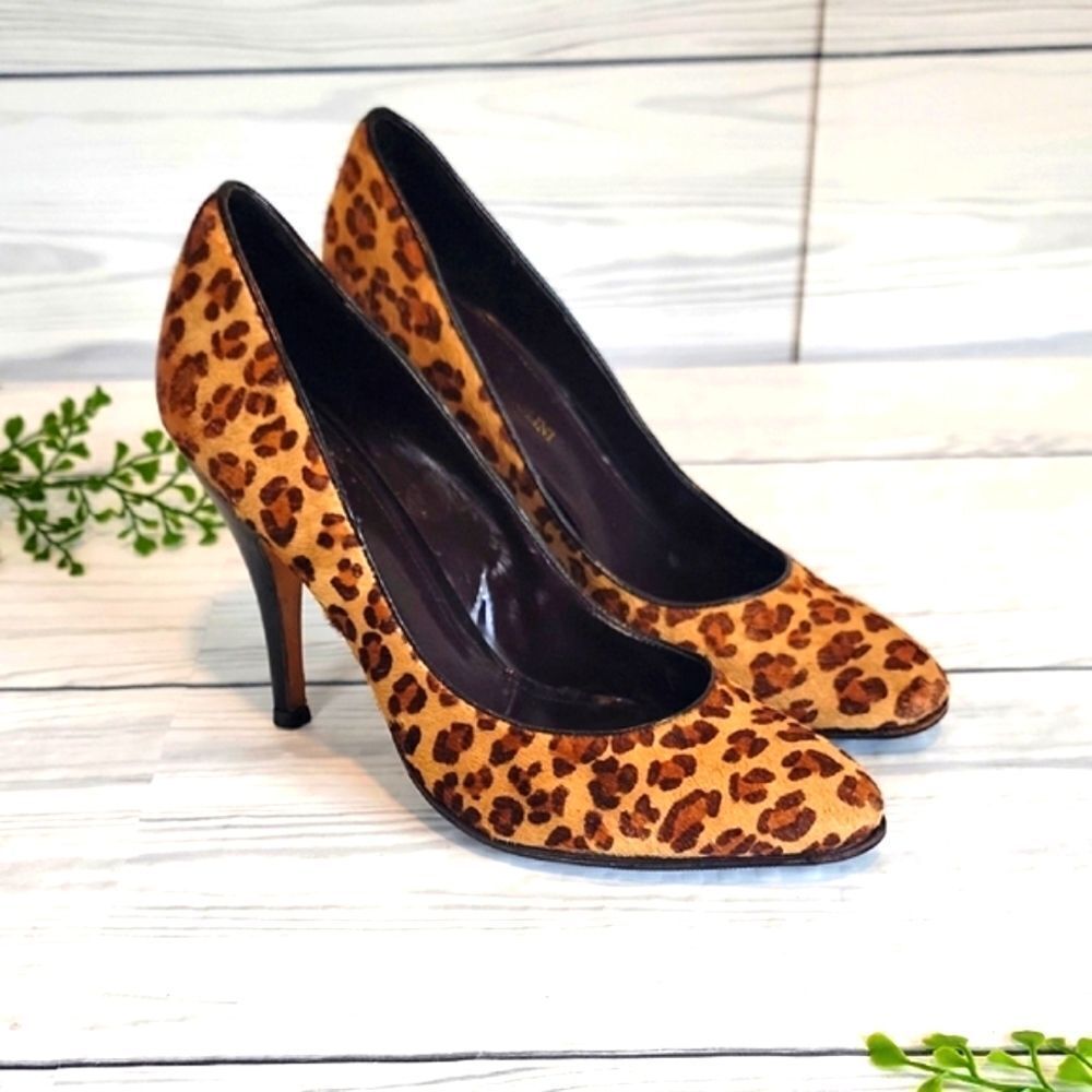 Enzio Angiolini Leopard Print Heeled Pumps Womens Size 8.5